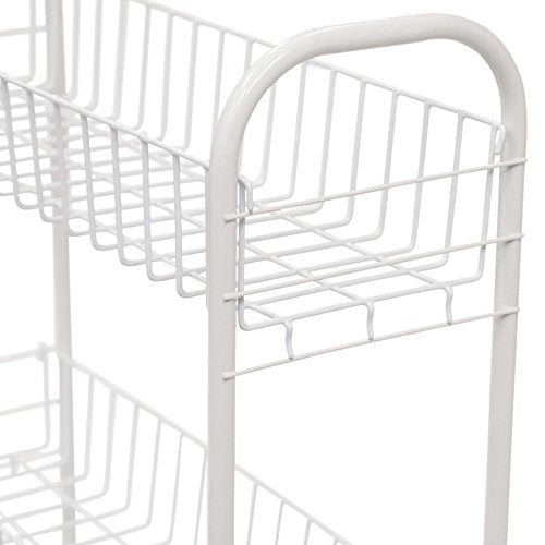 Household Essentials 05121 Slim Line 3-Tier Metal Storage Cart | Laundry Room Rolling Organizer | White - style: 7" White - Basic