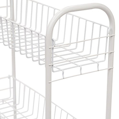 Household Essentials 05121 Slim Line 3-Tier Metal Storage Cart | Laundry Room Rolling Organizer | White - style: 7" White - Basic
