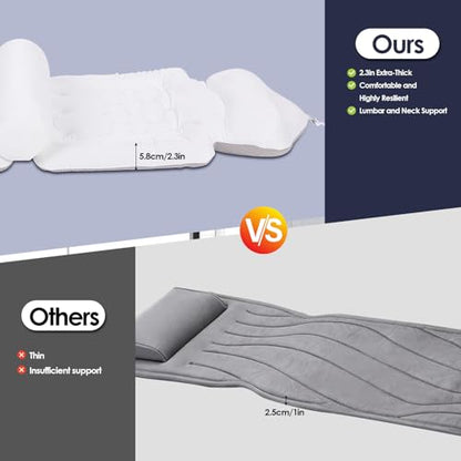 Full Body Bath Pillow for Tub, Thick Luxury Bathtub Cushion, with Removable Lumbar Pillow, 5D Air Mesh & 192 Non-Slip Suction Cups, Fits All Tubs
