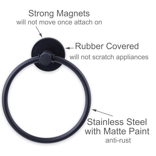 Magnetic Towel Ring Holder Hand Towel Rack for Kitchen Appliances | Securely Holds Damp Towels On Metal Appliances With A Rotatable Ring And Protective Magnet Design That Prevents Scratches.