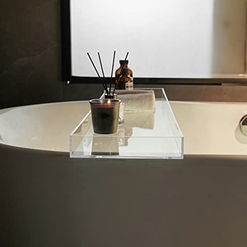Clear Bathtub Tray AcrylicTub Rack - Bath Tub Shelf for Bathroom to Hold Book, Phone, Candle, Wine & Tablet - Waterproof Caddy Bathroom Accessories, Beelee BA0033 - color: Clear