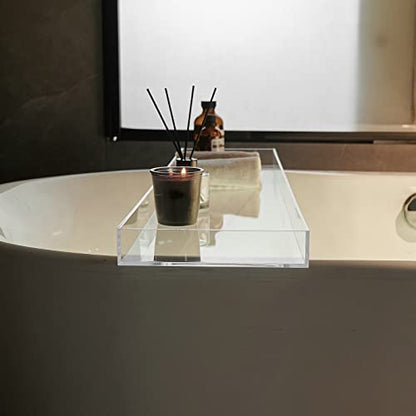 Clear Bathtub Tray AcrylicTub Rack - Bath Tub Shelf for Bathroom to Hold Book, Phone, Candle, Wine & Tablet - Waterproof Caddy Bathroom Accessories, Beelee BA0033 - color: Clear