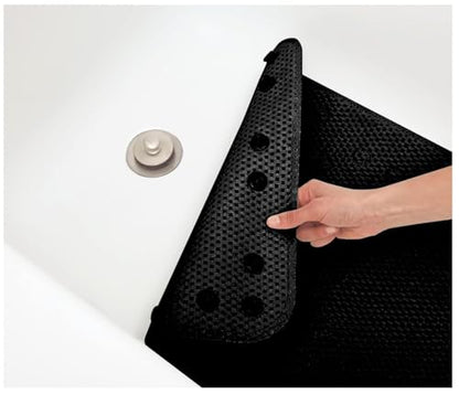 Home Expressions Deluxe Bathtub Mat Non Slip, Soft Foam Bath Mats for Bathroom Tub, Bathtub Mat with Drain Holes, Suction Cups- 36” X 17” (Black) - color: Black