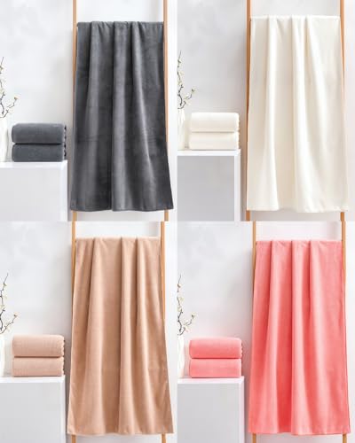 Lumimi Towel Set of 8 Very Soft Microfiber 4 Bath and 4 Hand Towels Quick Dry Light Weight for Bathroom Gym Salon, 8 Pack Multicolour A - color: Multicolour a, size: 4 Bath + 4 Hand