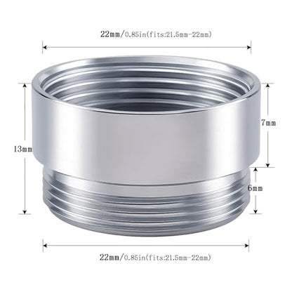 Faucet Aerator Adapter - 55/64 inch Female to 55/64 inch Male, Chrome Brass Sink Adapter, for Kitchen and Bathroom Faucet Adapter Kit Connection (F22-M22) | Chrome Brass Faucet Adapter: Durable premium chrome-plated brass for kitchen and bathroom faucets