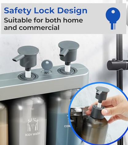 Shampoo and Conditioner Dispenser Shower Soap Dispenser 3 Chamber No Drill Shampoo Dispense for Shower Wall Mounted Shower Shampoo Dispenser 3 Chamber for Bathroom Hotel 3 * 13.37 fl.oz Sliver - color: Sliver-3