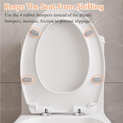 GarveeTech Elongated Toilet Seat with Quiet Close and Quick Release - Slow Closing, Anti-Slip, Easy Install & Clean Seat for Standard Elongated Toilet, Universal Fit, White