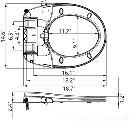 Bidet Toilet Seat Round, Non-Electric Bidet with Self Cleaning Dual Nozzles, Slow Close Lid, Bidet Attachment for Toilet Seat - color: Round(Non-Electric)