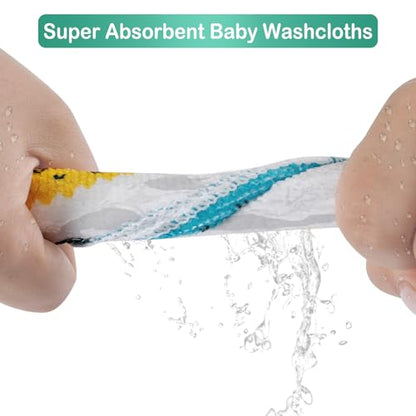 Baby Washcloths, 24Pack Baby Wash Cloths Extra Soft & Ultra Absorbent, Baby Towels and Washcloths Face Towels for Unisex Boys Girls Body, Washclothes Gentle on Sensitive Skin, 9x9 Green Crocodile - color: Crocodile