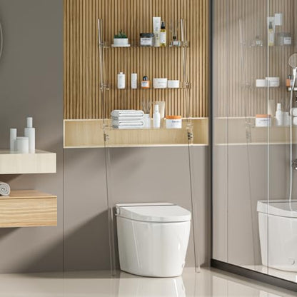 3-Tier Acrylic Over The Toilet Ladder Shelf, Clear Over-The-Toilet Storage Bathroom Organizer Rack for Bathroom Laundry Room, 24.96" L x 9.84" W x 69.69" H