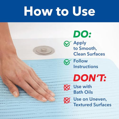 Duck Brand Clorox Bath Mat for Tubs, Non Slip Bathtub Mat with Suction Cups, 17 Inches x 36 Inches, Sky Blue, 2 Pack