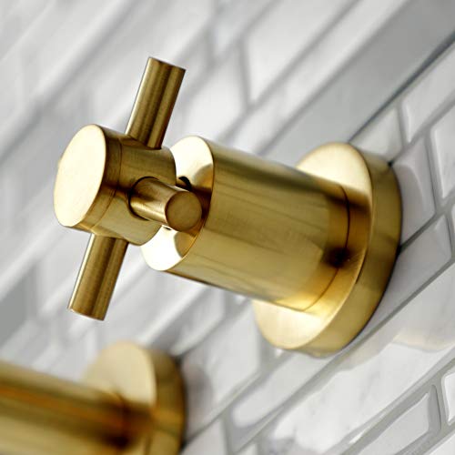 Kingston KS8127DX Wall Mount Bathroom Faucet, Brushed Brass
