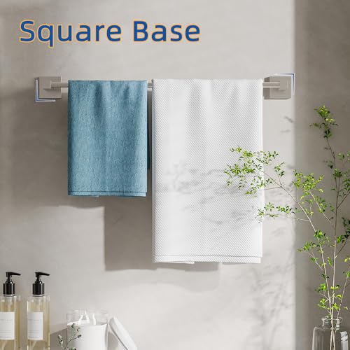 RUACQ Towel Bar 24" Towel Racks for Bathroom Wall Mounted, Brushed Nickel | One-Piece Bath Towel Holder, Total Length 26 Inch Single Towel Rod, 304 Stainless Steel Rustproof, Square Base, Heavy Duty - color: Brushed Nickel, size: 24 inch(Center to Center)