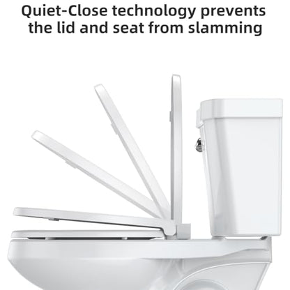 GarveeTech Toilet Seat, Elongated Toilet Seat, Quick-Release Structure Toilet Seat, Quick-Attach Hardware & Full Flat with Grip-Tight Bumpers, Quiet-Close Seat, White - size: 19"