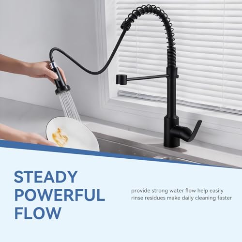 Kitchen Faucet Head Replacement with 2 Modes, Pull Down Spray Head for Kitchen Faucet, Kitchen Sink Sprayer Replacement Compatible with Moen, American Standard, Kohler Faucets - color: Matte Black-2