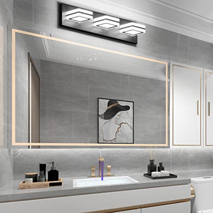 Ralbay Matte Black Vanity Light Fixtures 3 Lights Up and Down LED Modern Bathroom Vanity Lights Over Mirror Acrylic Black Bath Wall Lighting - color: Black, size: 3 Light