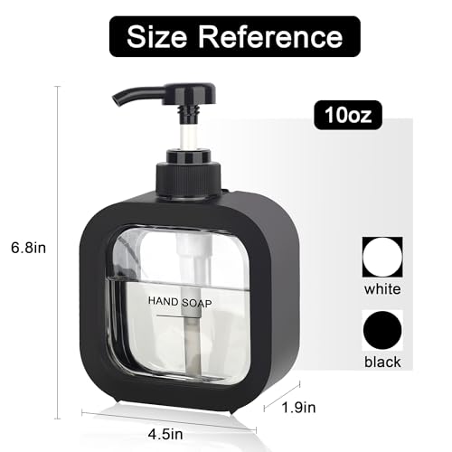 Hand & Dish Soap Dispenser - Modern Plastic Pump with Labels - Black - color: Black