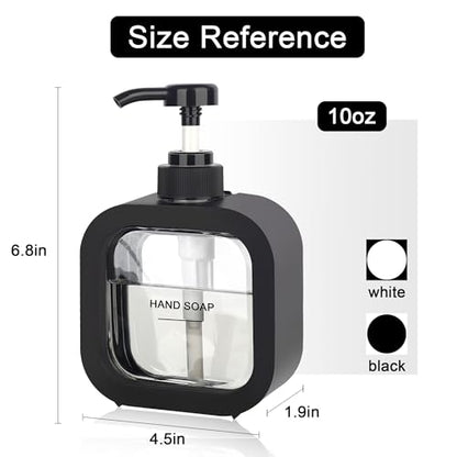 Hand & Dish Soap Dispenser - Modern Plastic Pump with Labels - Black - color: Black