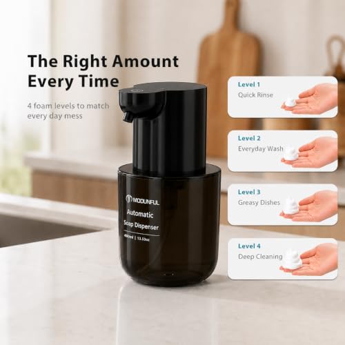 Automatic Foaming Soap Dispenser Touchless,13.5oz Compact Wall Mount Black