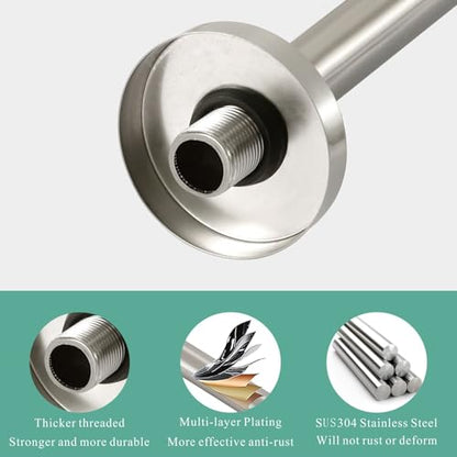 Voolan 15" Round Shower Arm with Flange and Teflon Tape, Extension Shower Head Arm for Bathroom Fixed Shower Head, Solid Stainless Steel, Wall Mounted (Brushed Nickel) - color: Brushed Nickel, style: 15 Inch
