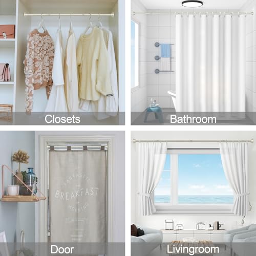 Thestoa Brushed Nickel Shower Curtain Rod Adjustable 43-66 inch, 1"Diameter Spring Tension Curtain Rod No Drill, Anti-Rust Non-Slip Shower Rod for Bathroom Tension Rod - color: Brushed Nickel, size: 43"- 66"