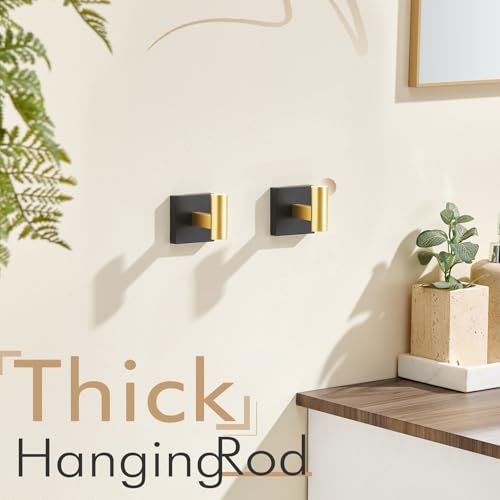 KOKOSIRI Robe Hooks for Bathrooms Towel Hook Wall Mounted Coat Hooks, Bathroom Hardware 2 Pack Black with Gold Stainless Steel B1013GDK-P2 - color: Black Gold, size: 2 Pack