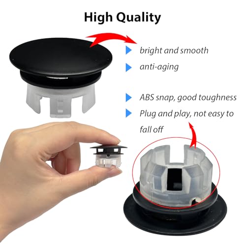 2 Pcs Sink Overflow Covers,2-Layer Sink Copper Over Flow Rings,Bathroom Basin Insert in Hole Round Caps Replacement Dual Layer Overflow Cover Rings for Sink,Bathroom,Kitchen(Black) - color: Black