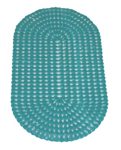 Luxury Oval Bath & Shower Mat 27" x 15" – Non-Slip PVC Bath Mat with Secure Suction Cups, Pear Diamond Design, Modern Bathroom Safety – Dependable Industries (Turquoise) - color: Turquoise