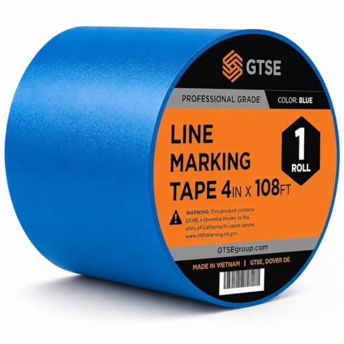 GTSE 4 inch x 108 ft Blue PVC Vinyl Floor Tape, Safety Marking Tape, 6 mil Thick, Suitable for Dance Floors, Gyms, Warehouses, Sports Facilities - color: Blue, size: 4" x 108 ft