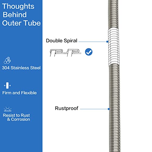 RUMOSE 118 inches Extra Long Shower Hose, Nickel | Shower Head Extension Hose, Attachment Flexible Handheld Shower Sprayer Hose, Stainless Steel Shower Tube - color: Nickel, size: 118"