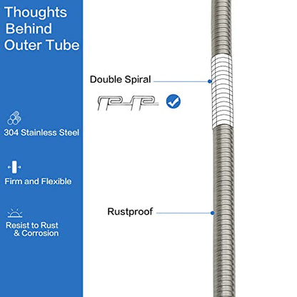 RUMOSE 118 inches Extra Long Shower Hose, Nickel | Shower Head Extension Hose, Attachment Flexible Handheld Shower Sprayer Hose, Stainless Steel Shower Tube - color: Nickel, size: 118"
