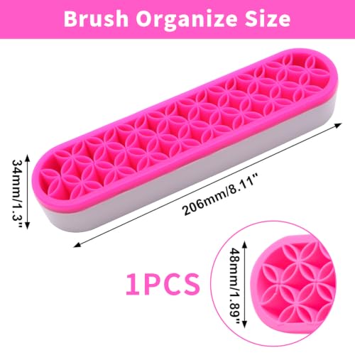 1Pcs Makeup Brushes Holder Silicone Make Up Brush Holder (Rose Red) - color: Rose Red