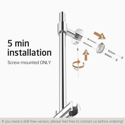 KES All Metal Shower Slide Bar 30-Inch (Non-Plastic) with Adjustable Shower Head Holder, 18/8 Stainless Steel Shower Slide Bar with Adjustable Bracket Cover Existing Holes, Polished Steel, F210S78-PS - color: Polished Steel