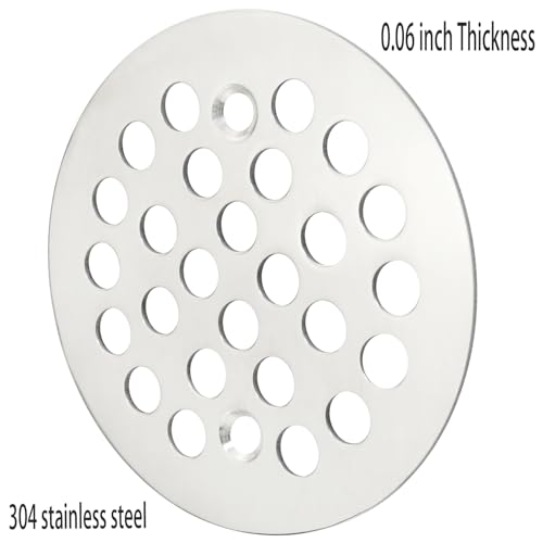 Stainless Steel Shower Drain Strainer Silver 4-1/4 Inch Screw-In Floor Drain Cover Replacement Grille