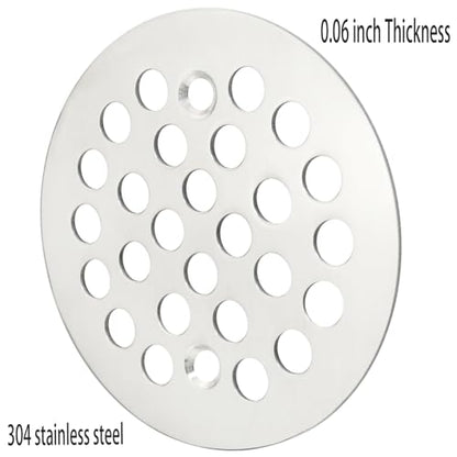 Stainless Steel Shower Drain Strainer Silver 4-1/4 Inch Screw-In Floor Drain Cover Replacement Grille