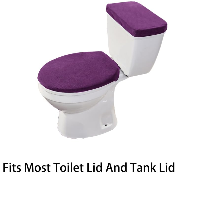 Madeals Memory Foam Bathroom Toilet Rug Set 4 Piece with Toilet Lid Cover and Tank Covers Teal Purple - color: Purple