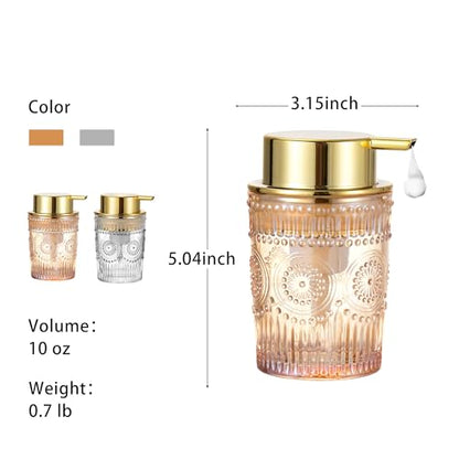 Foaming Hand Soap Dispenser,Glass Foam Soap Dispenser,Refillable Liquid Soap Dispenser,Lotion Dispenser(A4-4-US) - color: Gold, size: Small