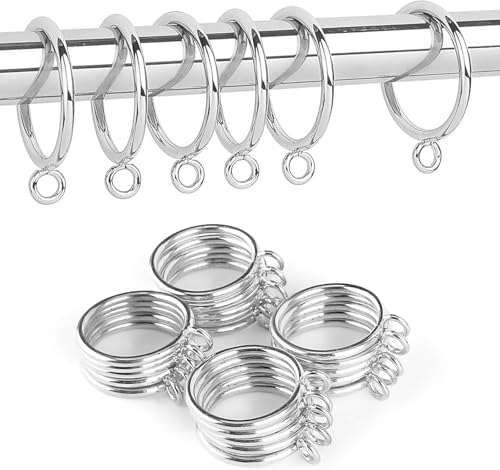 42 PCS Curtain Rings, 1.5 Inch Metal Curtain Drape Sliding Eyelet Rings-Hanging Rings for Curtains and Rods, Fits Up to 1 1/4-Inch Rod, Silver(Clips Not Included) - color: Silver