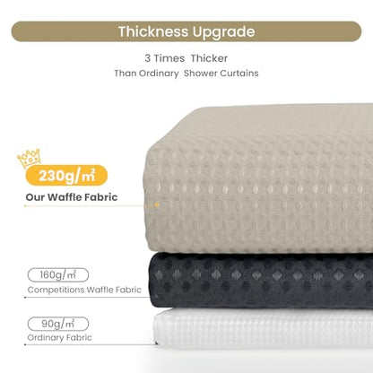 No Hook Shower Curtain Set with Snap-in Detachable Liner, 230 GSM Waffle Weave Fabric, Heavy Duty Water-Repellent, Khaki Beige, 72 x 86 Inch - color: Khaki Beige, size: 72"W x 86"L (Pack of 1)
