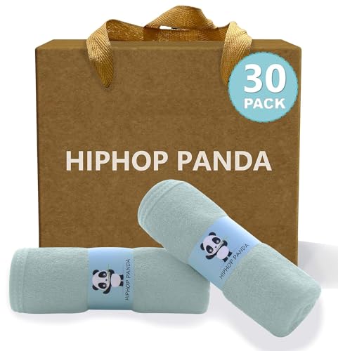 HIPHOP PANDA Soft Baby Washcloths, 2-Layer, 30 Pack Newborn Gift Set | Rayon Made from Bamboo | Absorbent Reusable Wipes for Delicate Skin | Newborn Gift Set | Registry Ready | Green - color: Green, size: 10x10 Inch - 30 Pack Gift Box Set