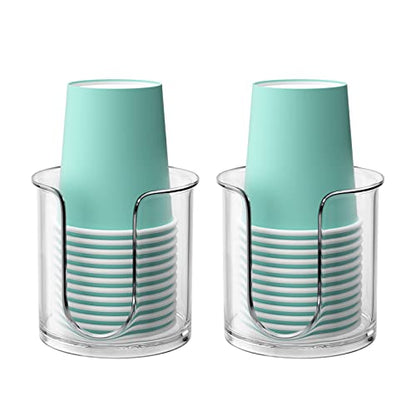 Bathroom Cup Dispenser,Small Disposable Paper Cup Holder,Compact Mouthwash Cups Holder PC Cup Dispenser for Bathroom Vanity Countertop (2 Pack) - color: Clear, size: 3 OZ