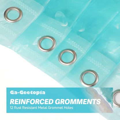 Ga-Geetopia EVA Teal Thin Shower Curtain Liner, Pebble Pattern 72x72 Inch Lightweight Plastic Bathroom Shower Showroom Inner Curtain with Rustproof Metal Grommets and Weighted Magnets(NO Hooks) - color: Teal, size: 72"W x 72"L (Pack of 1)