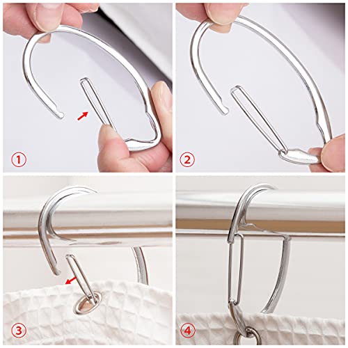 Shower Hooks - Shower Curtain Rings for Bathroom - Rust Proof Shower Curtain Hooks for Shower Curtain or Liner - Set of 12, Polished Chrome - color: Chrome