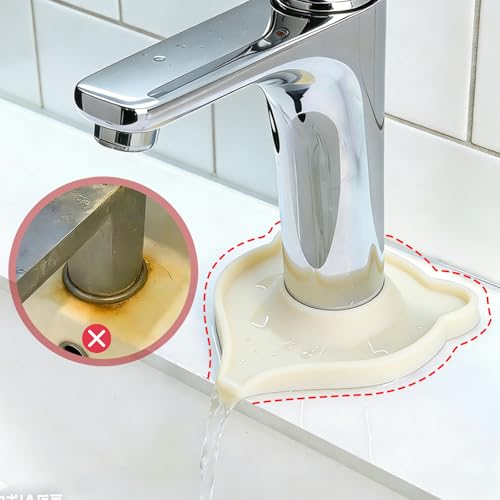 Compact Silicone Kitchen Sink Faucet Splash Proof Mat, Tap Water Diversion Splash Guard Drain Pad(White,2PCS) - color: Whitex2