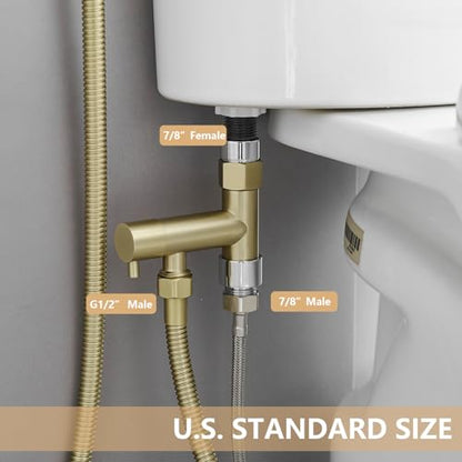 Brushed Gold Handheld Bidet Sprayer Brass Bathroom Toilet Sprayer Bidet | Handheld Bidet Sprayer Attachment Set for Toilet Baby Cloth Diaper Spraying Kit for Pet Bathing and Feminine Care BATHLAVISH - color: Brushed Nickel