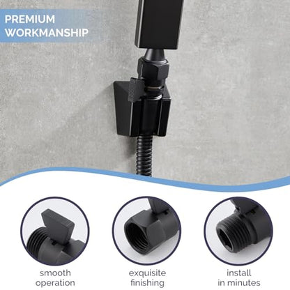 Angle Simple Shower Valve, Water Flow Control Shut Off Valve, Matte Black | Robust Brass Water Restrictor G 1/2, Pressure Reducer for Handheld Shower Head or Bidet Sprayer - color: Matte Black