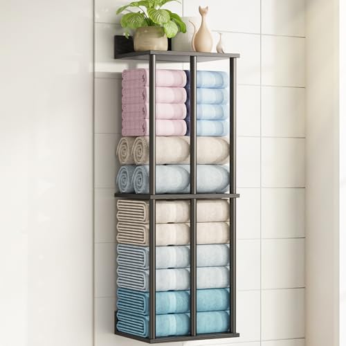 Large Capacity Three-layer Towel Racks for Bathroom Wall Mounted, Updated 3 Bar bath Towel Holder for Bathroom, Bath Towel Rack for Wall Mounted, Metal Small Bathrooms Towel Storage Rack, Balck - color: Balck