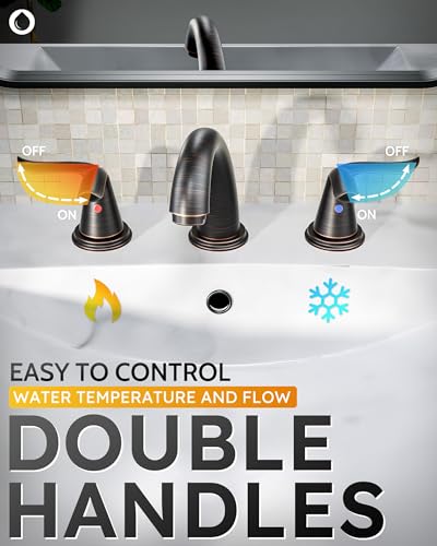 WOWOW Widespread Bathroom Faucet Oiled Rubbed Bronze Bathroom Sink Faucet 3 Hole Vanity Faucets 2 Handle Basin Faucet 8 Inch Mixer Tap with Pop Up Drain and Supply Hose - color: Oiled-Rubbed Bronze