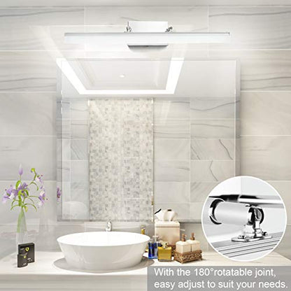 Aipsun 24 inch Modern LED Vanity Lights Adjustable Bathroom Vanity Light Fixtures Chrome Bathroom Light Fixture Over Mirror 5500K - color: Chrome, size: 23.6 in