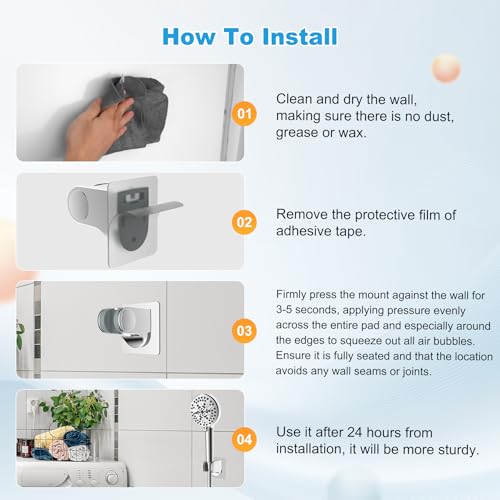 Hibbent 2 Pack Shower Head Holder - Strong Adhesive, Waterproof, Height Adjustable, Wall Mount, No Drilling, Chrome Finish - size: 2 Pack, style: Chrome